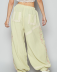 Floral Embroidery Boho Joggers
