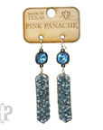 Bead wrapped hexagon dangle earring with Austrian crystal