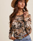 Floral Patchwork Mesh Top