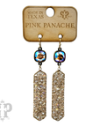 Bead wrapped hexagon dangle earring with Austrian crystal