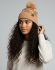 Daisy Patterned Faux Fur Beanie