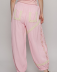 Floral Embroidery Boho Joggers