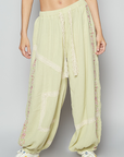 Floral Embroidery Boho Joggers