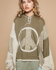 Peace Floral Knitted Hoodie