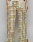 Woven Checkered Lace Pants