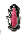 Scalloped pink teardrop ring - LC