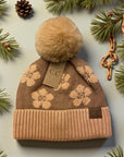 Daisy Patterned Faux Fur Beanie