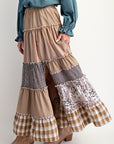 Patchwork Tiered Maxi Skirt