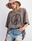 Distressed Flower Peace Tee