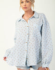 Floral Print Gauze Button Down