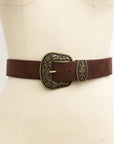Suede Antique Gold Western Buckle Belt