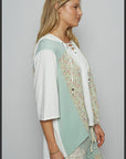Floral Lace up Hoodie Top
