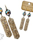 Bead wrapped hexagon dangle earring with Austrian crystal