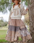 Patchwork Tiered Maxi Skirt