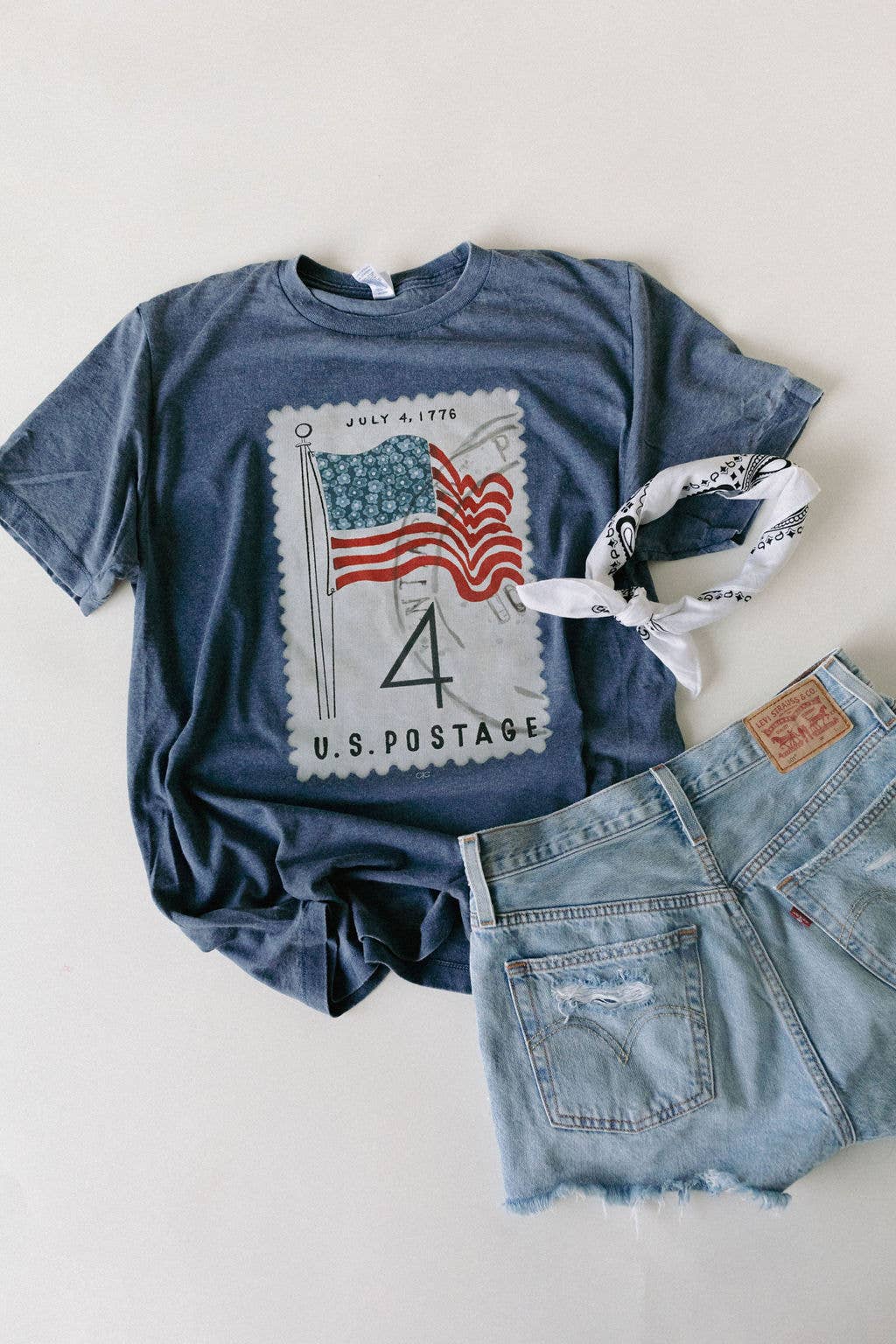 Patriotic 4th of July Stamp Tee