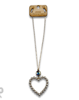 Pearl open heart chain necklace with Austrian crystal