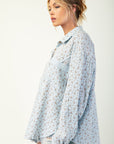 Floral Print Gauze Button Down