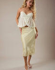 LACE TRIM BIAS CUT MIDI SKIRT