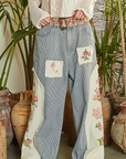 Stripe Patched Embroidery Pants
