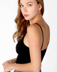 RIBBED V NECK CROP TOP