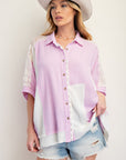 Lace Color Mix Gauze Shirt