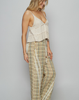 Woven Checkered Lace Pants