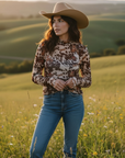 Cowhide Buckaroo LS Mesh Top
