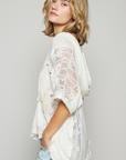 Edgy Crochet Lace Hoodie Top