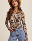 Floral Patchwork Mesh Top