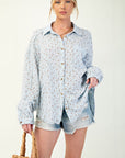 Floral Print Gauze Button Down