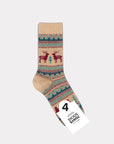 Jacquard Deer Stripe Crew Socks