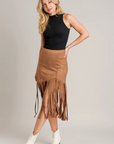 Western Suede Fringe Skirt