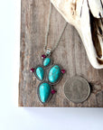 Western Cactus Stone Pendant Necklace