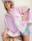 Lace Color Mix Gauze Shirt