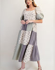 Floral Gauze Patched Maxi