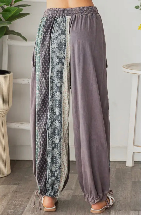 Mix Print Patched Pants