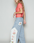 Stripe Patched Embroidery Pants