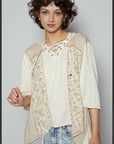 Floral Lace up Hoodie Top