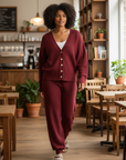 The Delia Sweater Set - Mahogany