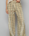 Woven Checkered Lace Pants