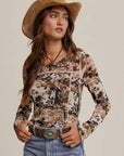 Floral Patchwork Mesh Top