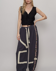 Floral Embroidery Boho Joggers
