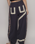 Floral Embroidery Boho Joggers
