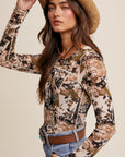 Floral Patchwork Mesh Top