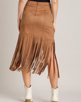Western Suede Fringe Skirt