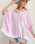 Lace Color Mix Gauze Shirt
