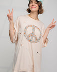 Distressed Flower Peace Tee
