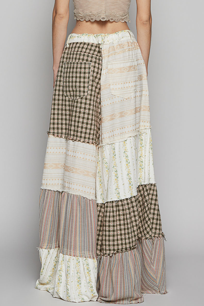Blissful Boho Patched Wide-Leg Pants