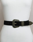 Suede Antique Gold Western Buckle Belt