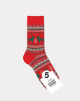 Jacquard Deer Stripe Crew Socks